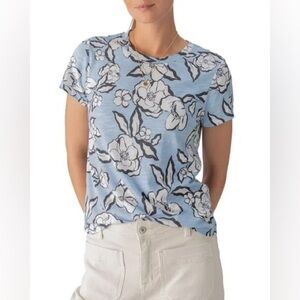 SANCTUARY The Perfect Tee in Blue Bliss Floral Print Size Small NWT